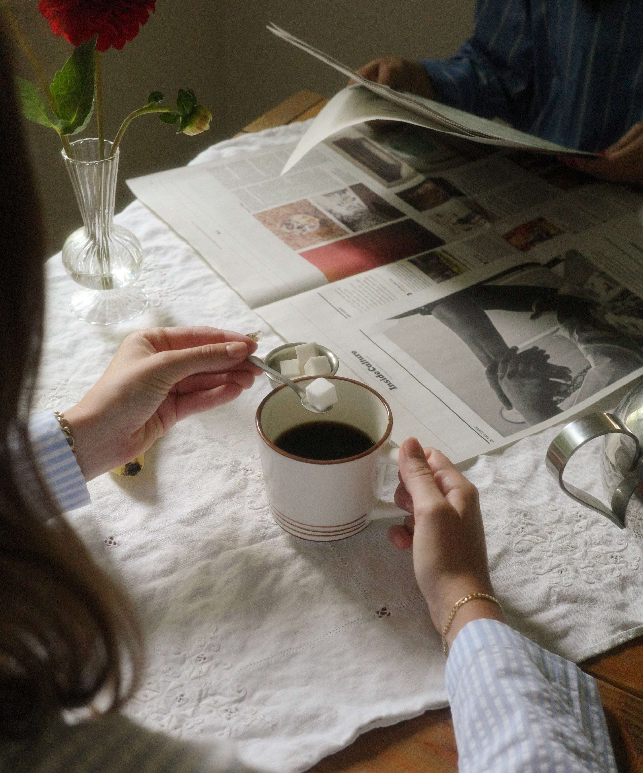 Breakfast Hand Painted Cappuccino Mug - Set of 2