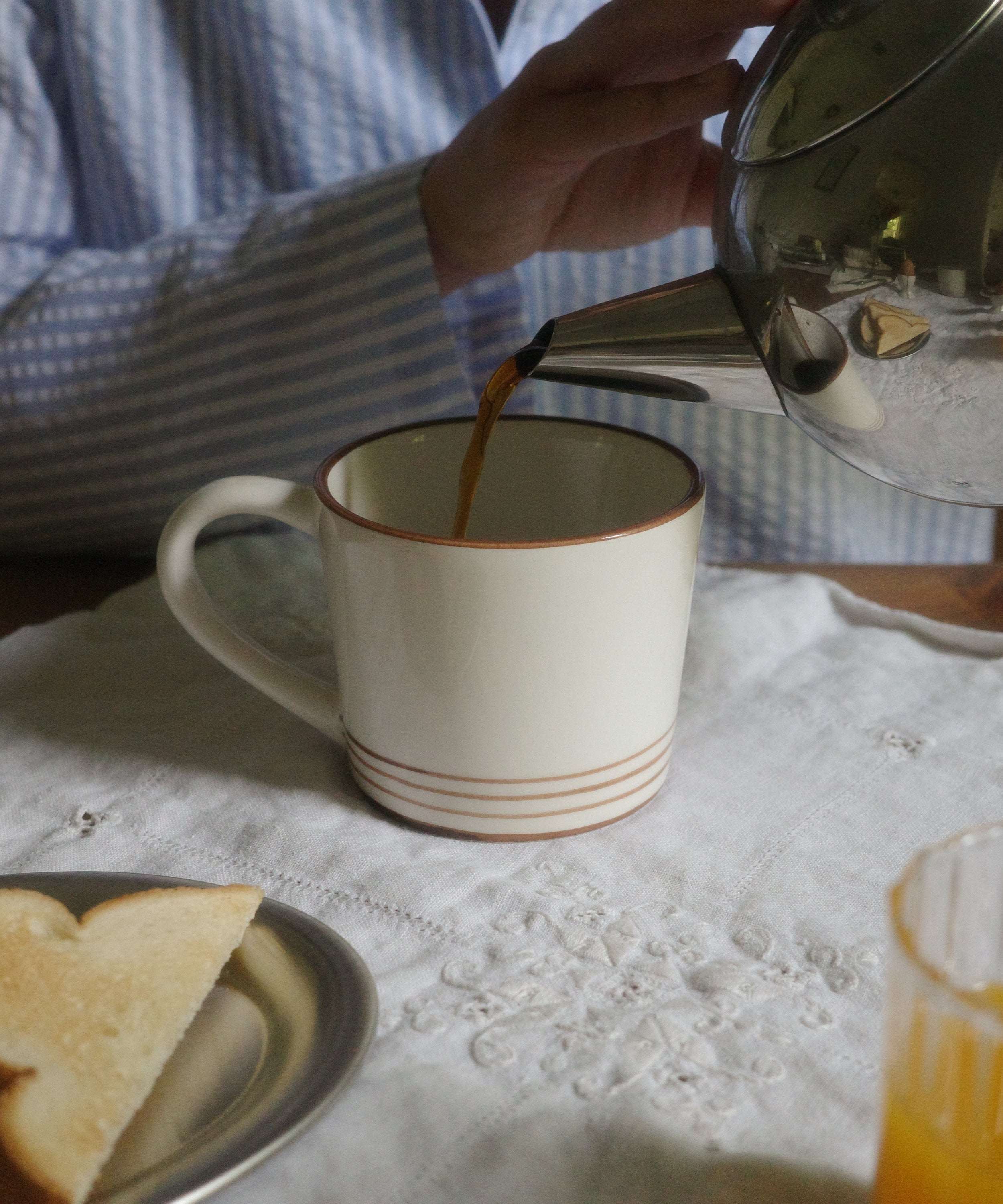 Breakfast Hand Painted Cappuccino Mug - Set of 2