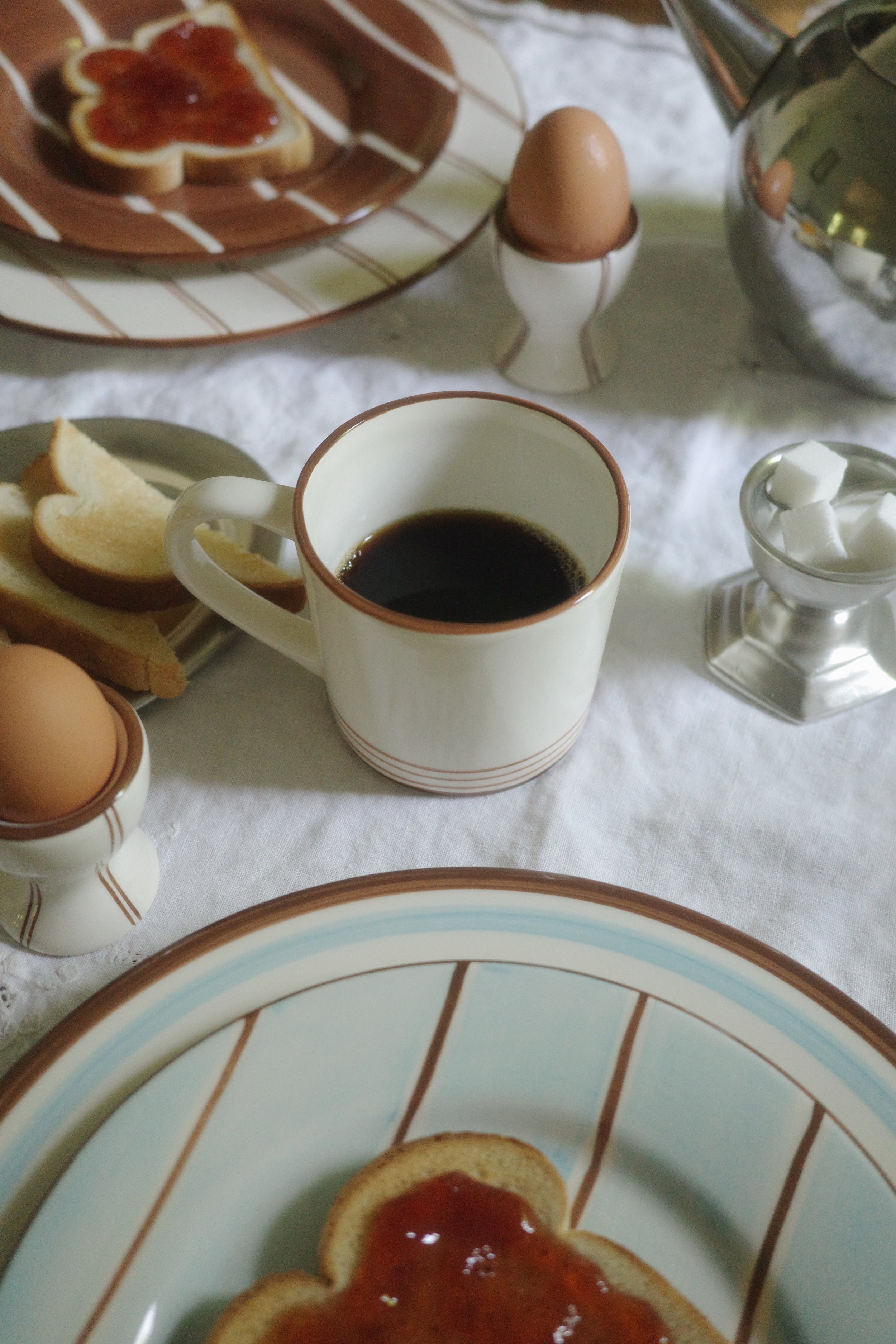 Breakfast Hand Painted Dinner Plate - Set of 4