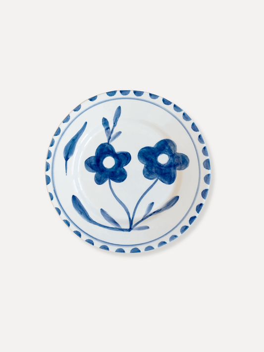 Blue flowers Hand Painted Ceramic Dessert Plate - Valsa Home- Tableware