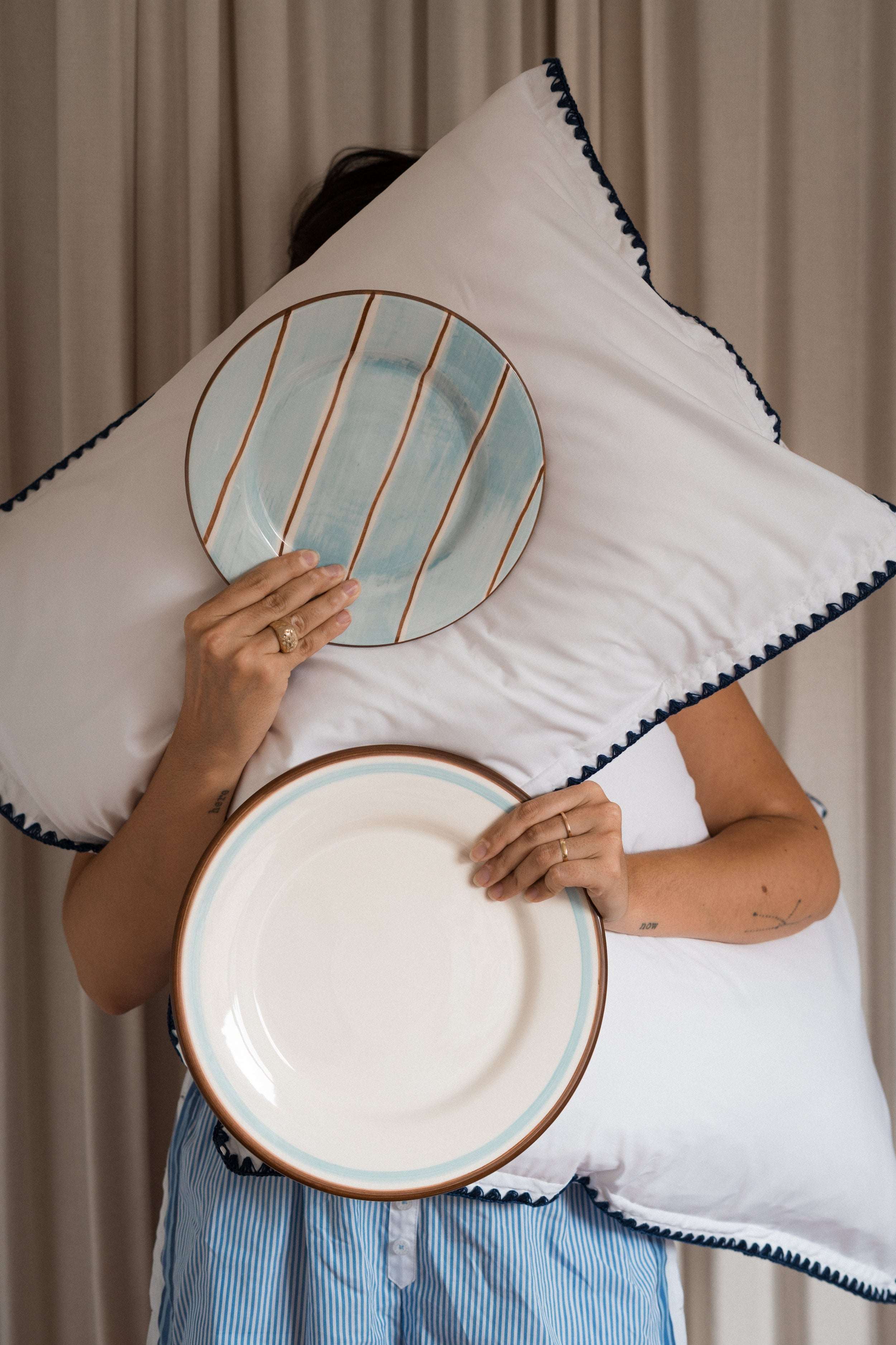 Breakfast Hand Painted Dinner Plate - Set of 4