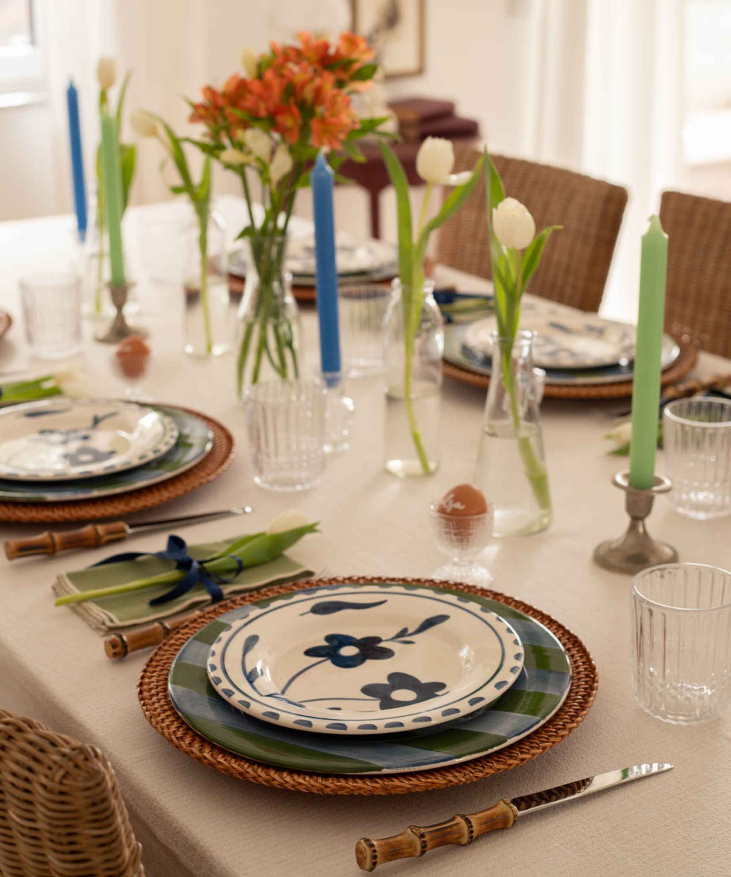 Blue flowers Hand Painted Salad Plate - Set of 4