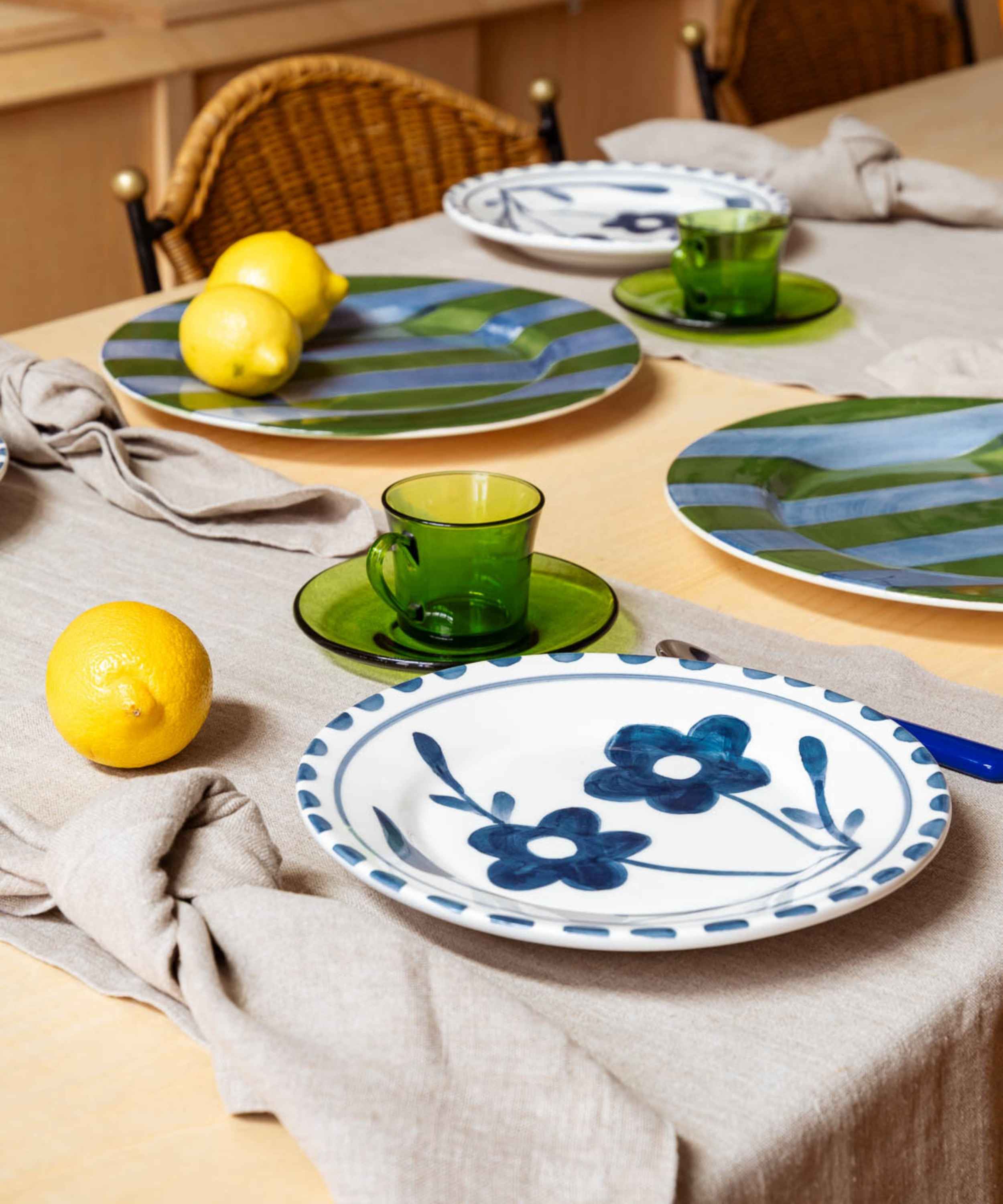 Blue flowers Hand Painted Salad Plate - Set of 4