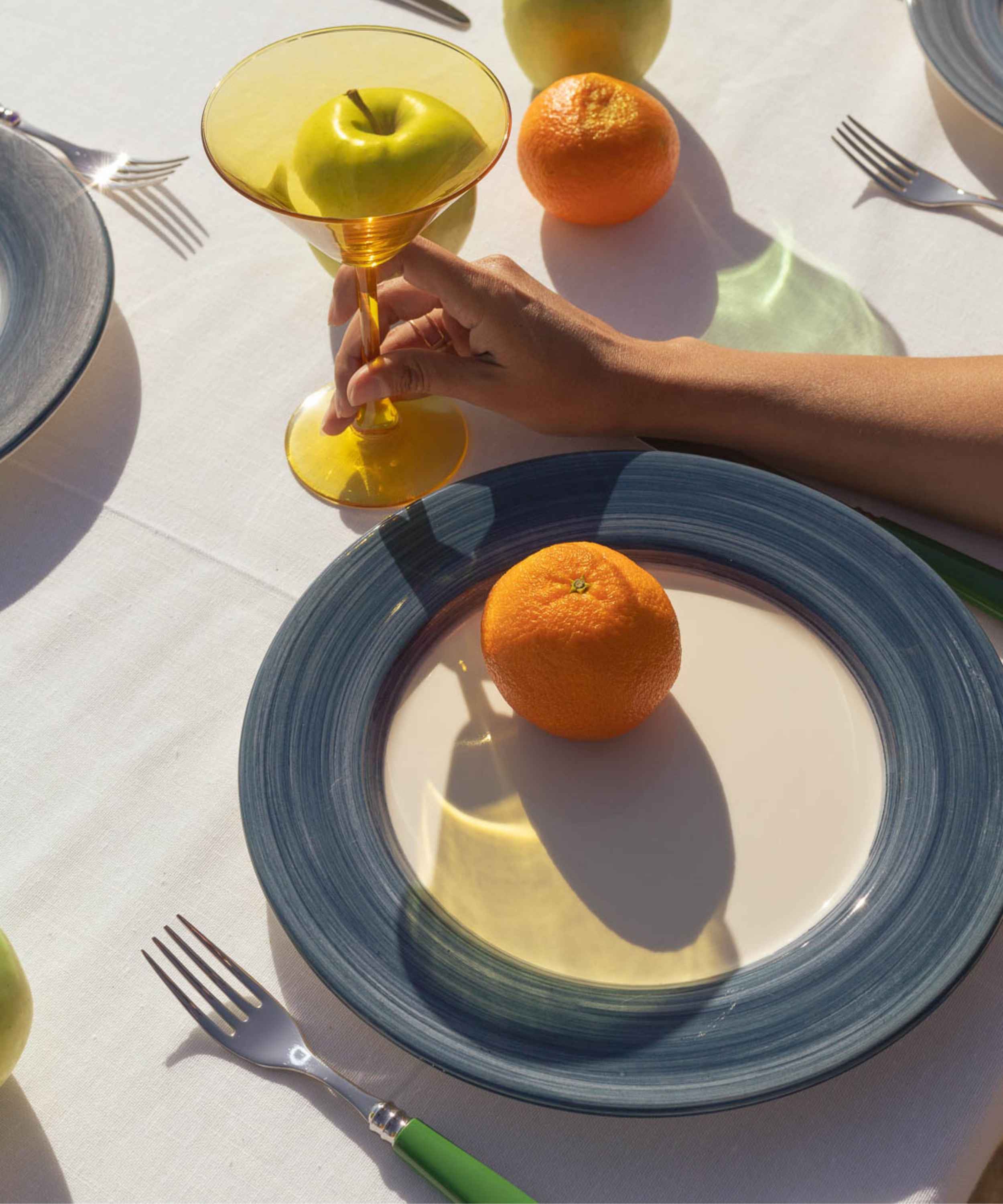 Classic Blue Hand-Painted Dinner Plate - Set of 4