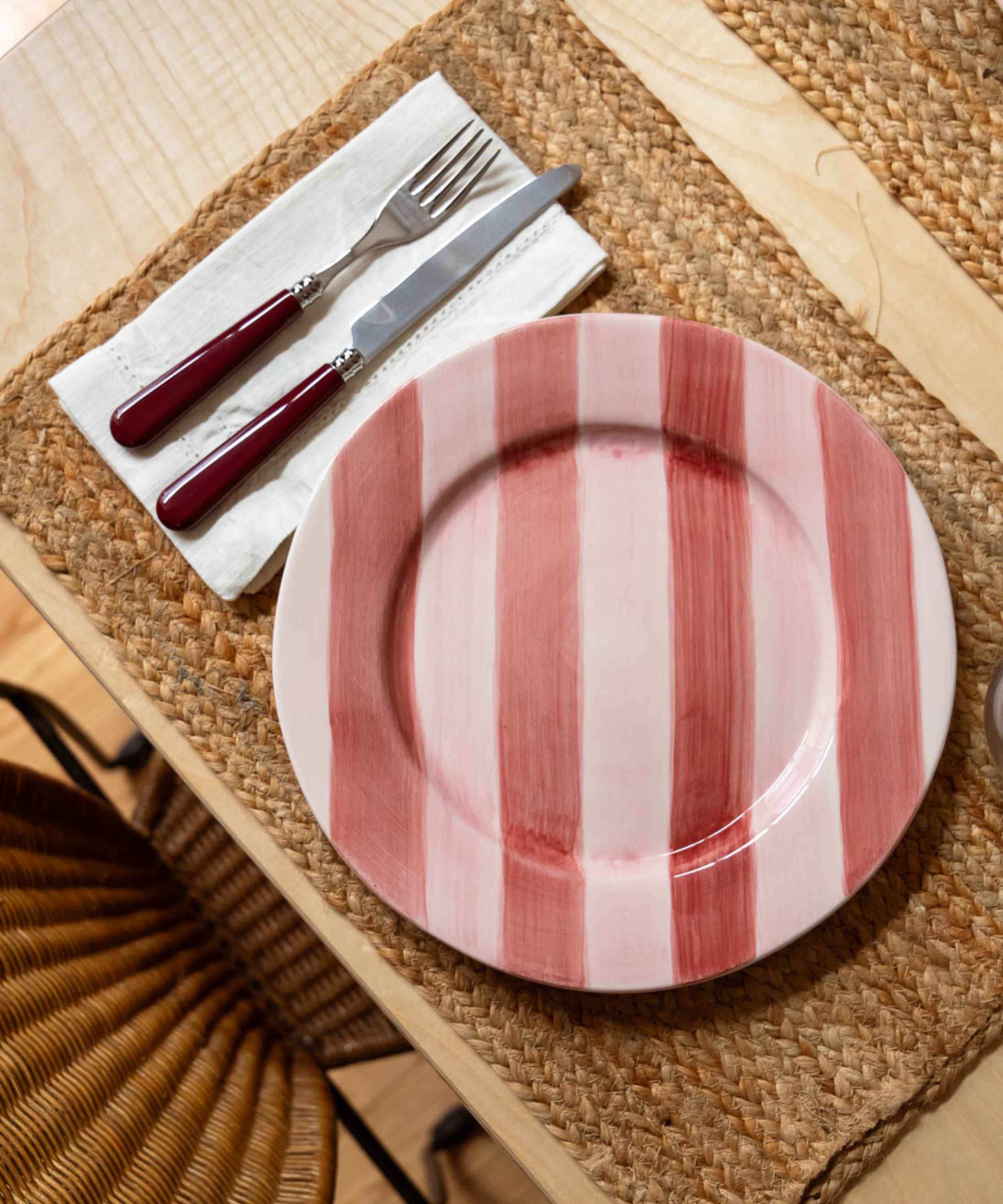 Stripes Hand Painted Dinner Plate - Set of 4