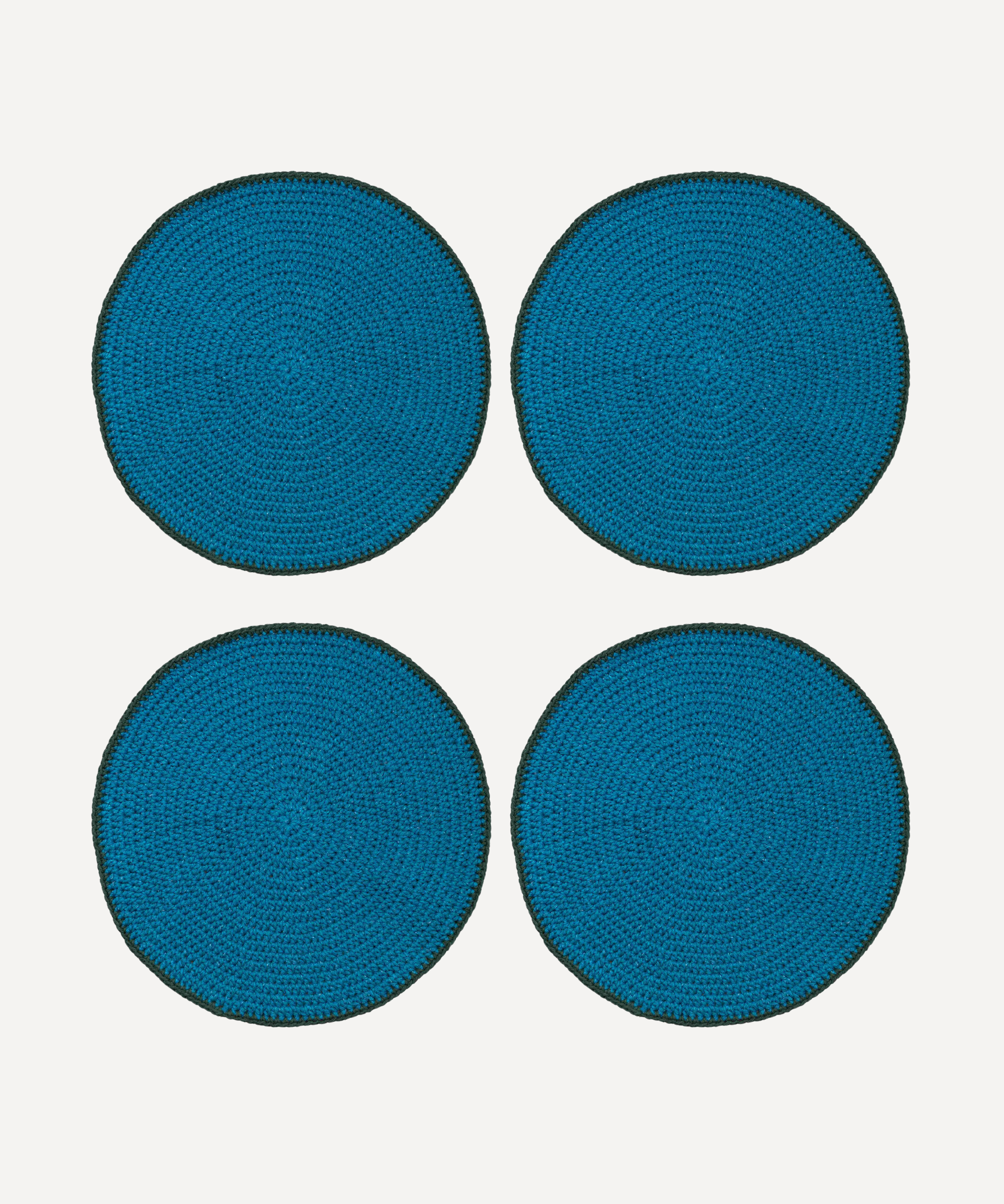 Crochet Round Placemat, Set of 4 - Petrol Blue