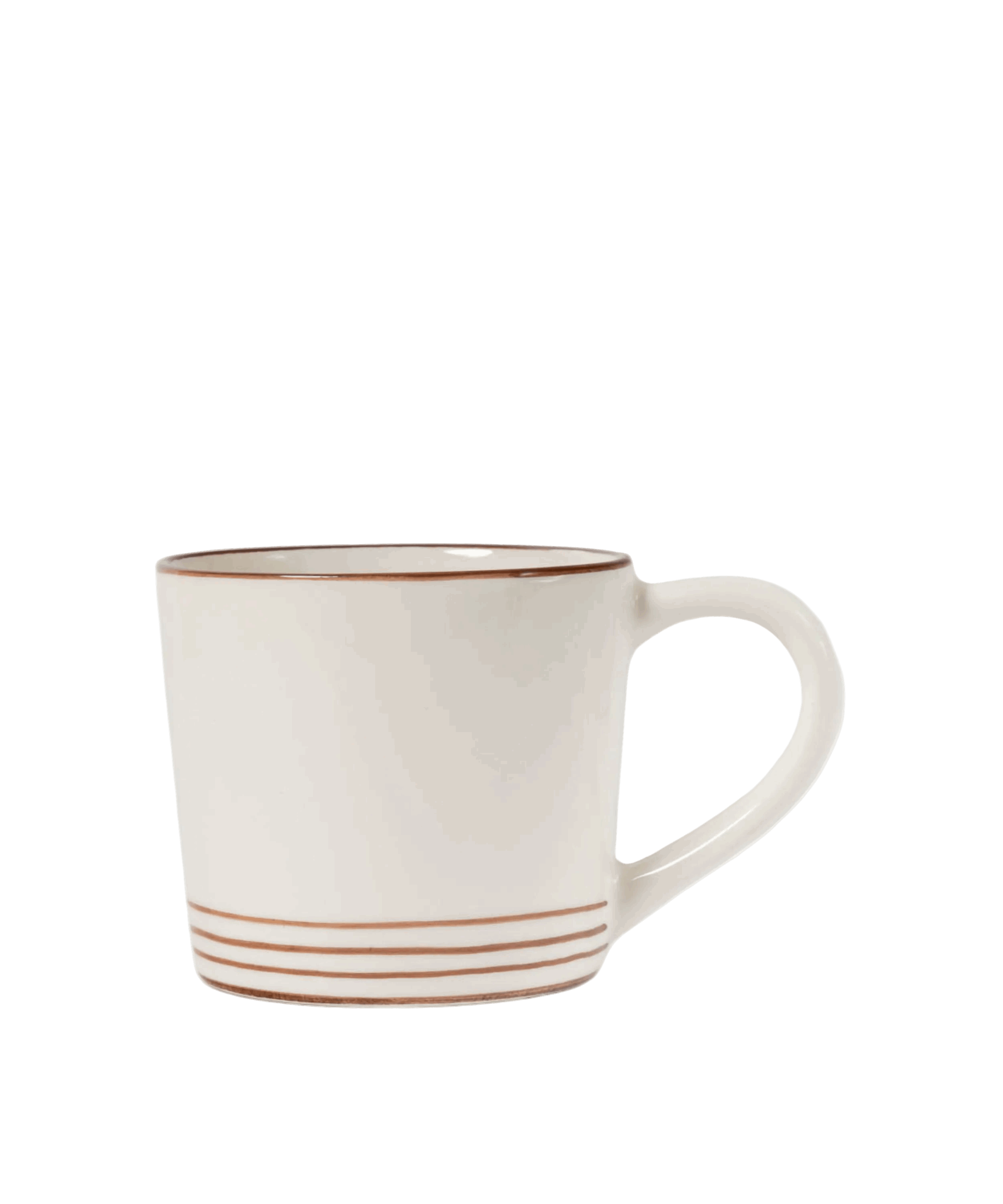 White mug with brown stripes