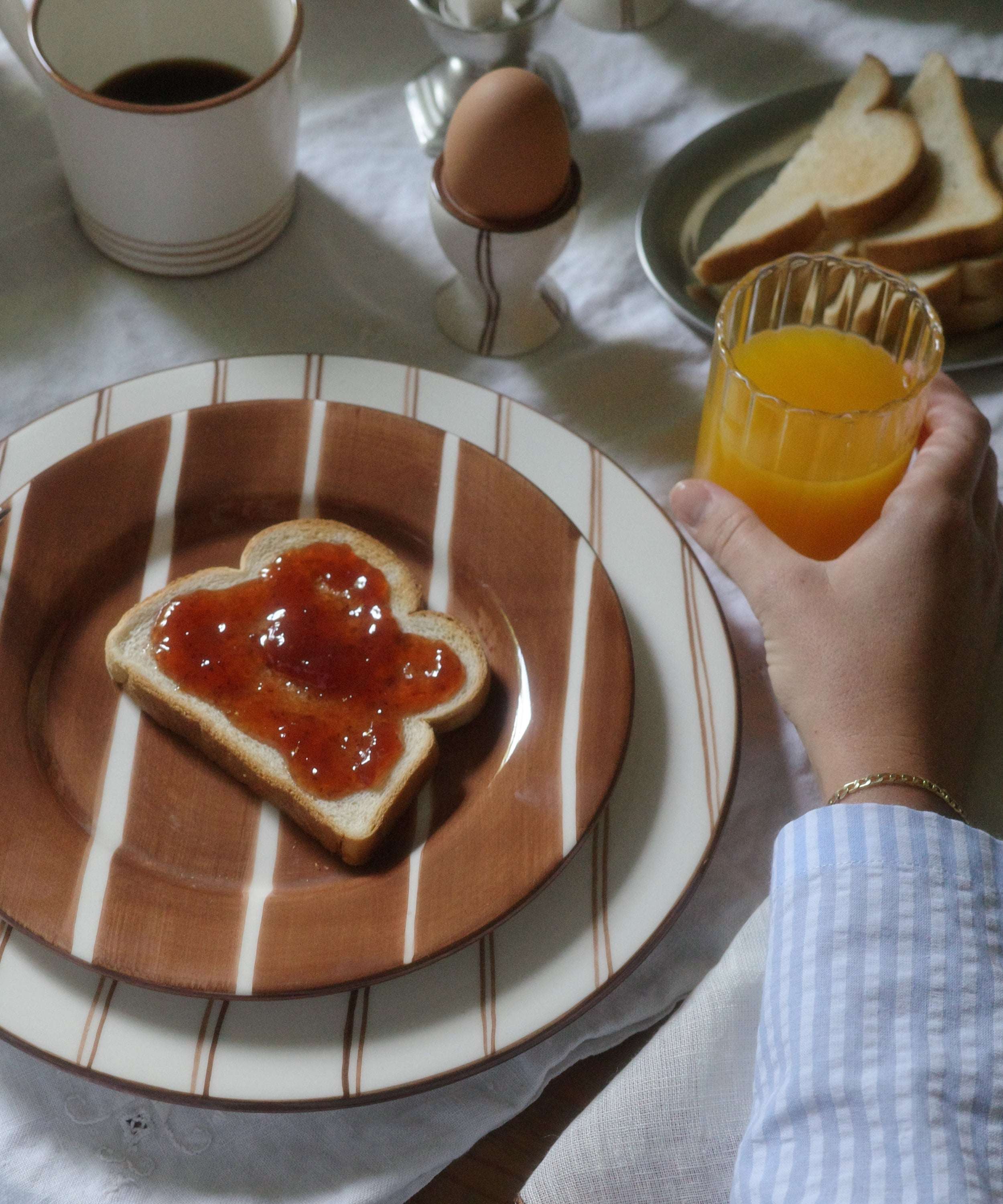 Breakfast Hand Painted Dessert Plate - Set of 4