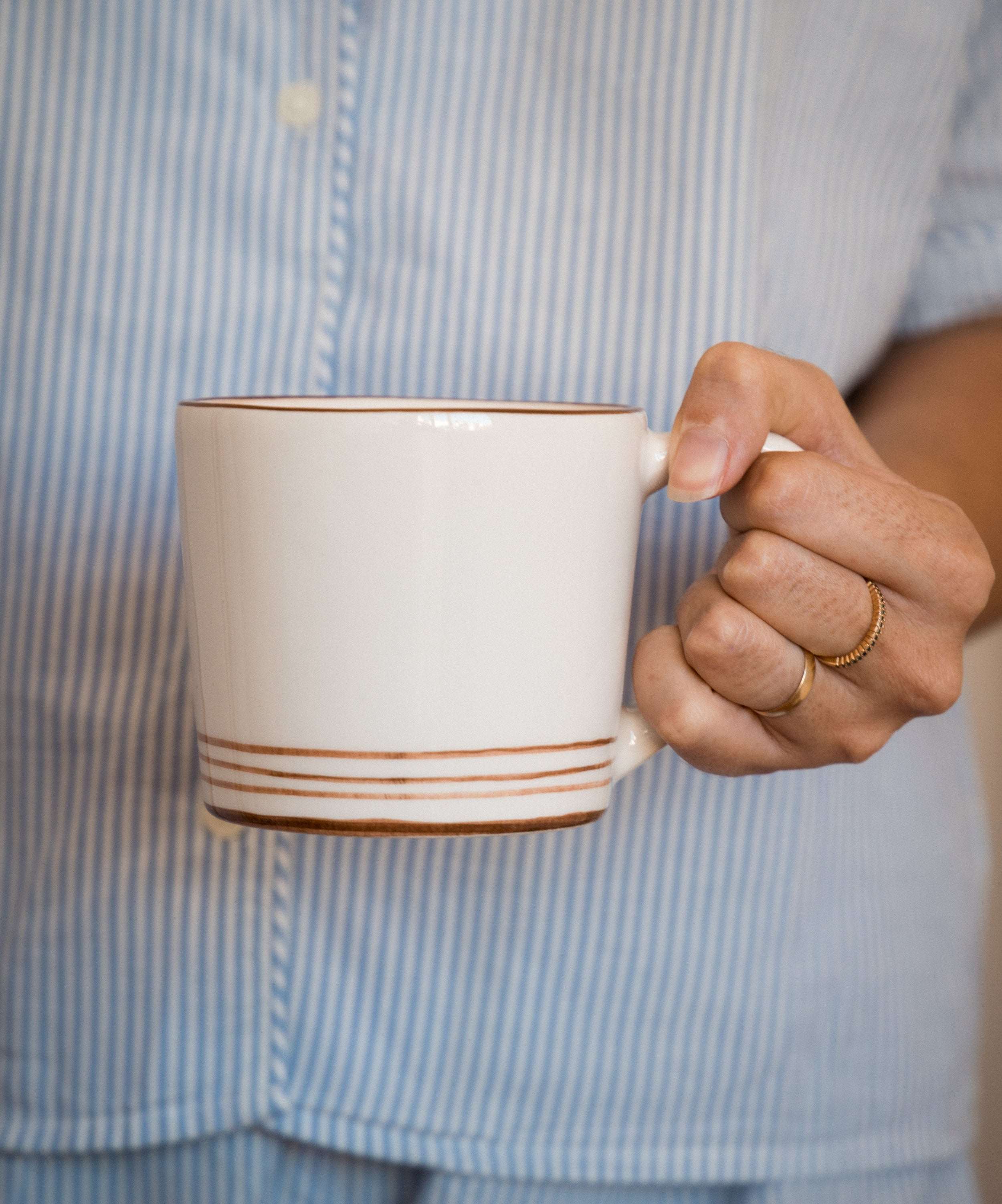 Breakfast Hand Painted Cappuccino Mug - Set of 2